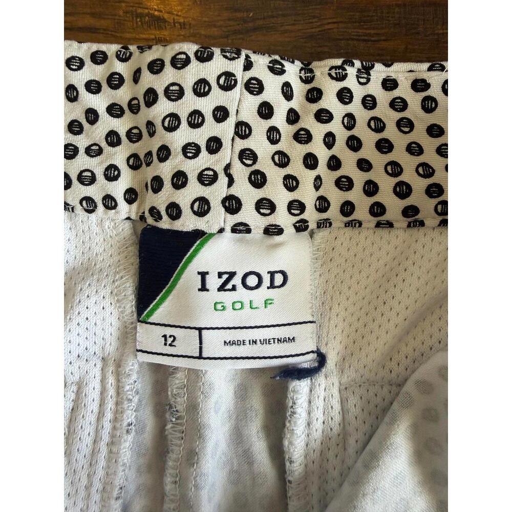 IZOD Golf Shorts Patterned Size 12 White Black - Picture 2 of 7